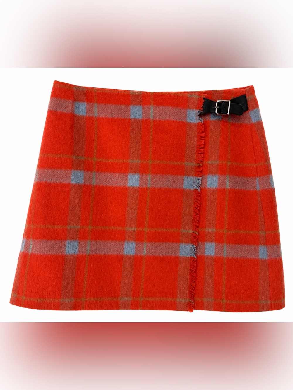 Esprit Y2K Plaid Mini Skirt Wool Blend Orange Tartan Academia Preppy 28